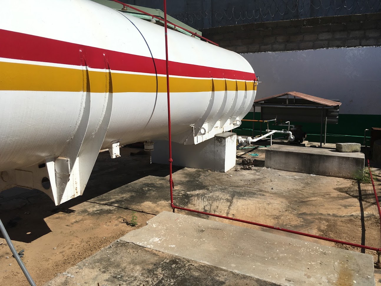 Installed bulk LPG storage tank at a commercial site in Ghana